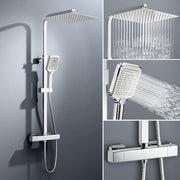 Colonna doccia con miscelatore termostatico, saliscendi doccia quadrato regolabile 73-115cm, cromo