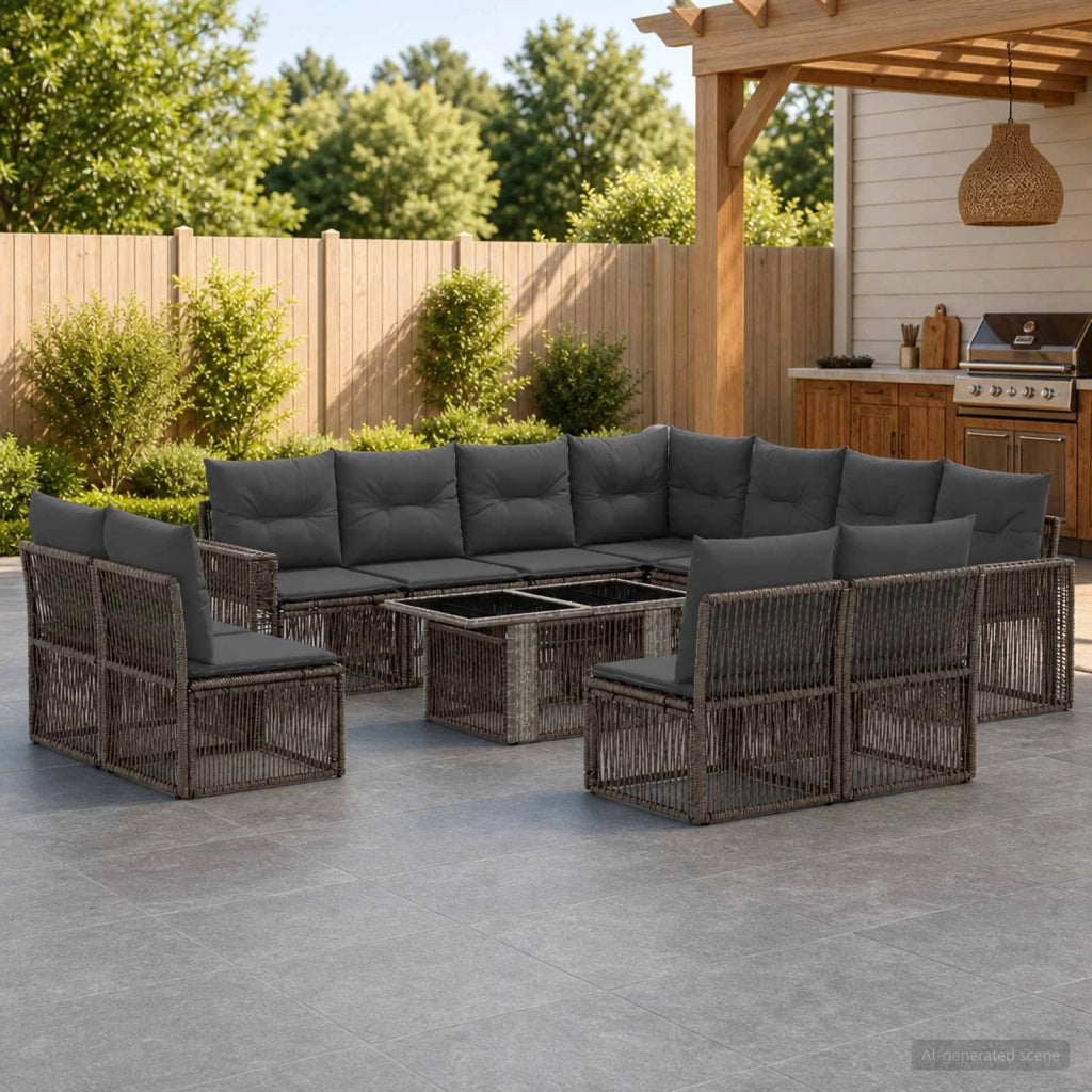 Set Divano da Giardino 12 pz Grigio e Grigio Scuro polyrattan 3436808