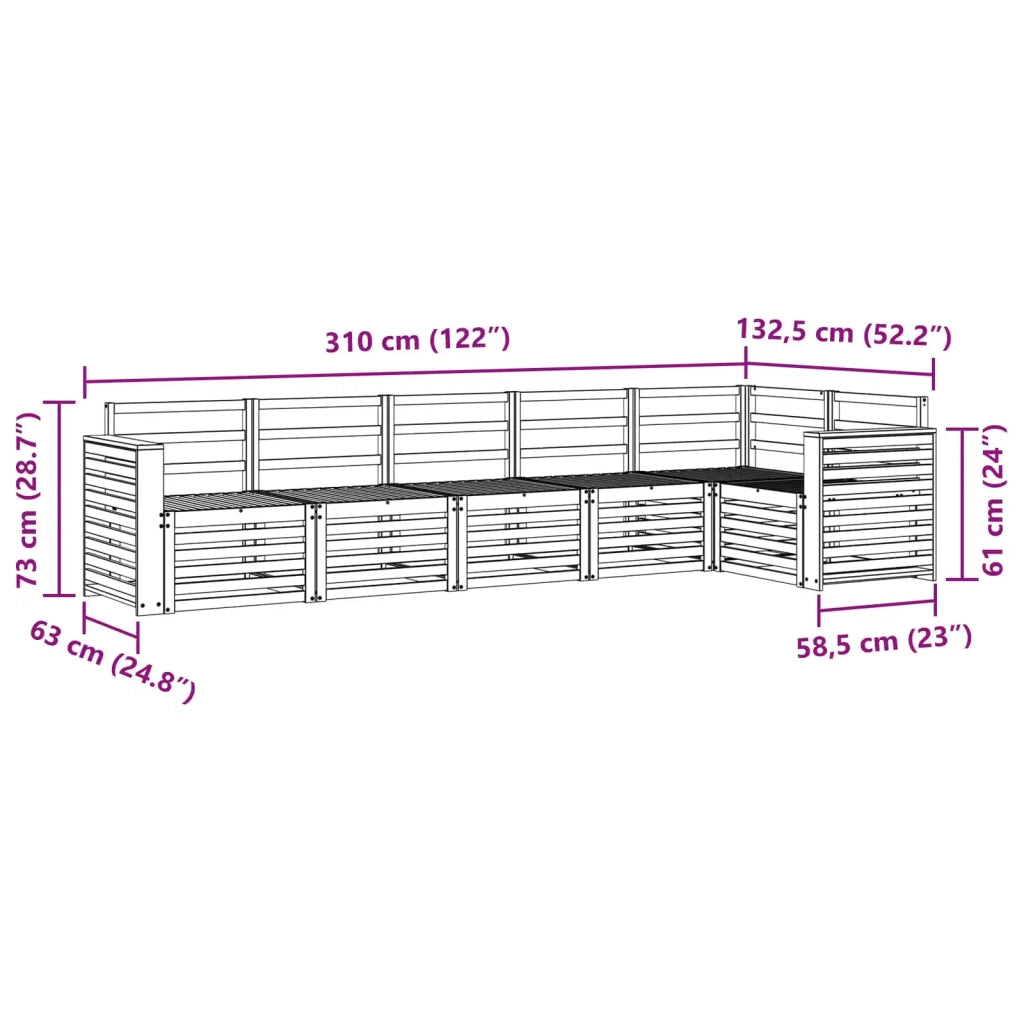 Set di divani da esterno 6 pcs Bianco 310 x 132,5 x 73 cm 3391919