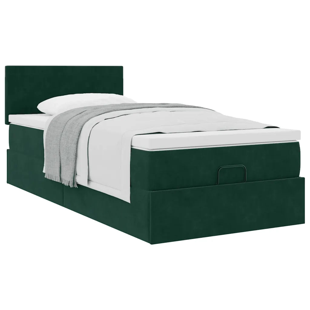 Struttura Letto Pouf con Materasso 90x200 cm in Velluto