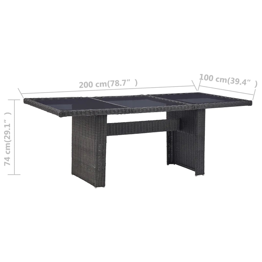 Tavolo da Giardino | Tavolino da esterno Nero 200x100x74 cm in Vetro e Polyrattan