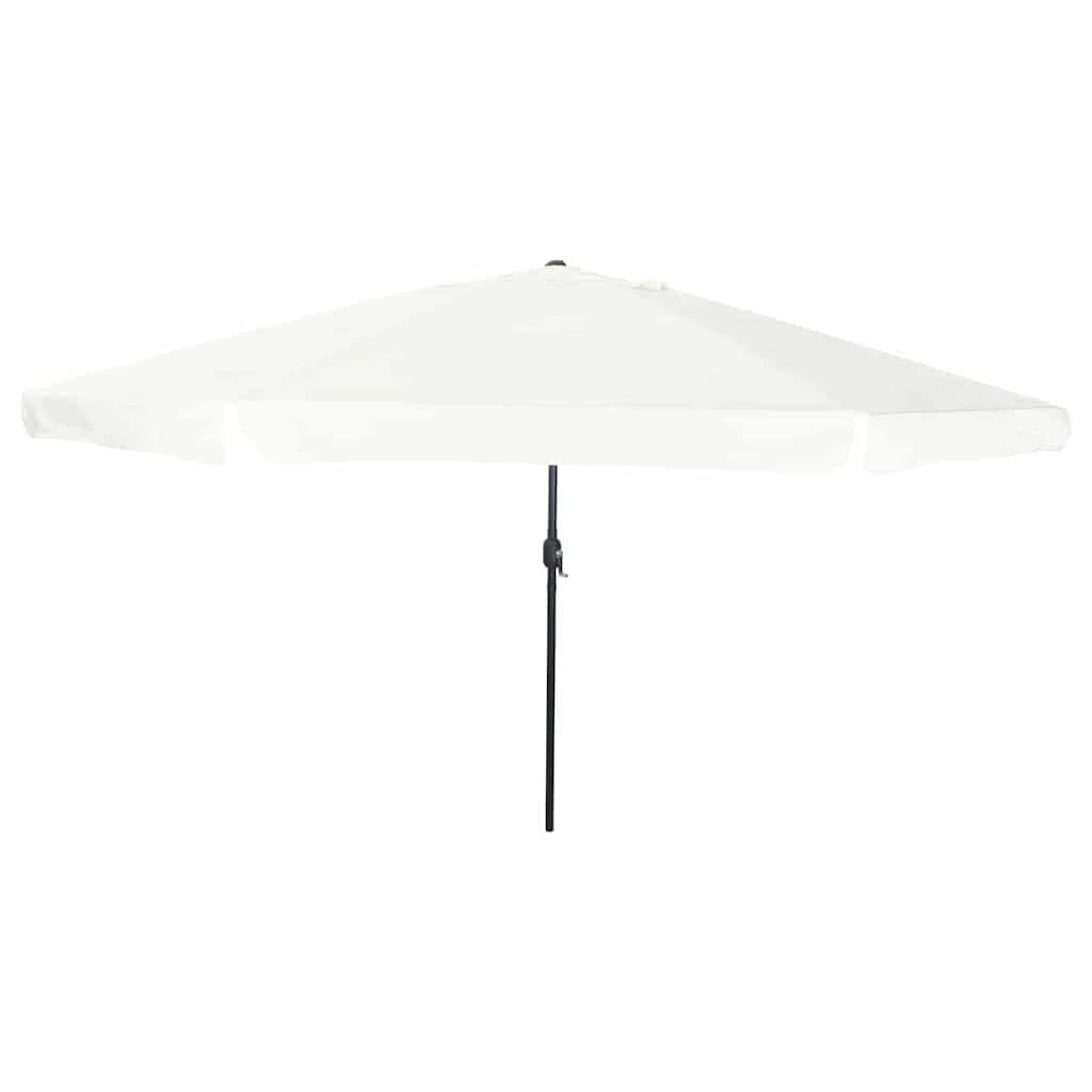 Ombrellone da giardino moderno pieghevole 395 x 395 x 245 cm con protezione UV in poliestere color sabbia 02_0058779