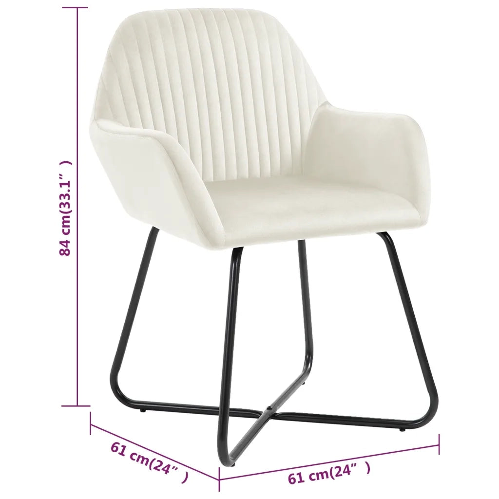 Sedie da Pranzo 4 pz Crema in Velluto cod mxl 68140