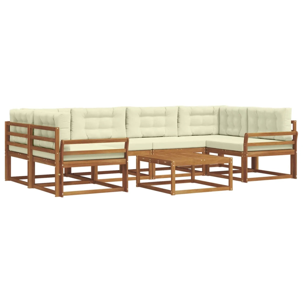 Set di divani da esterno con cuscino 7 pcs Naturale e Crema 3367263