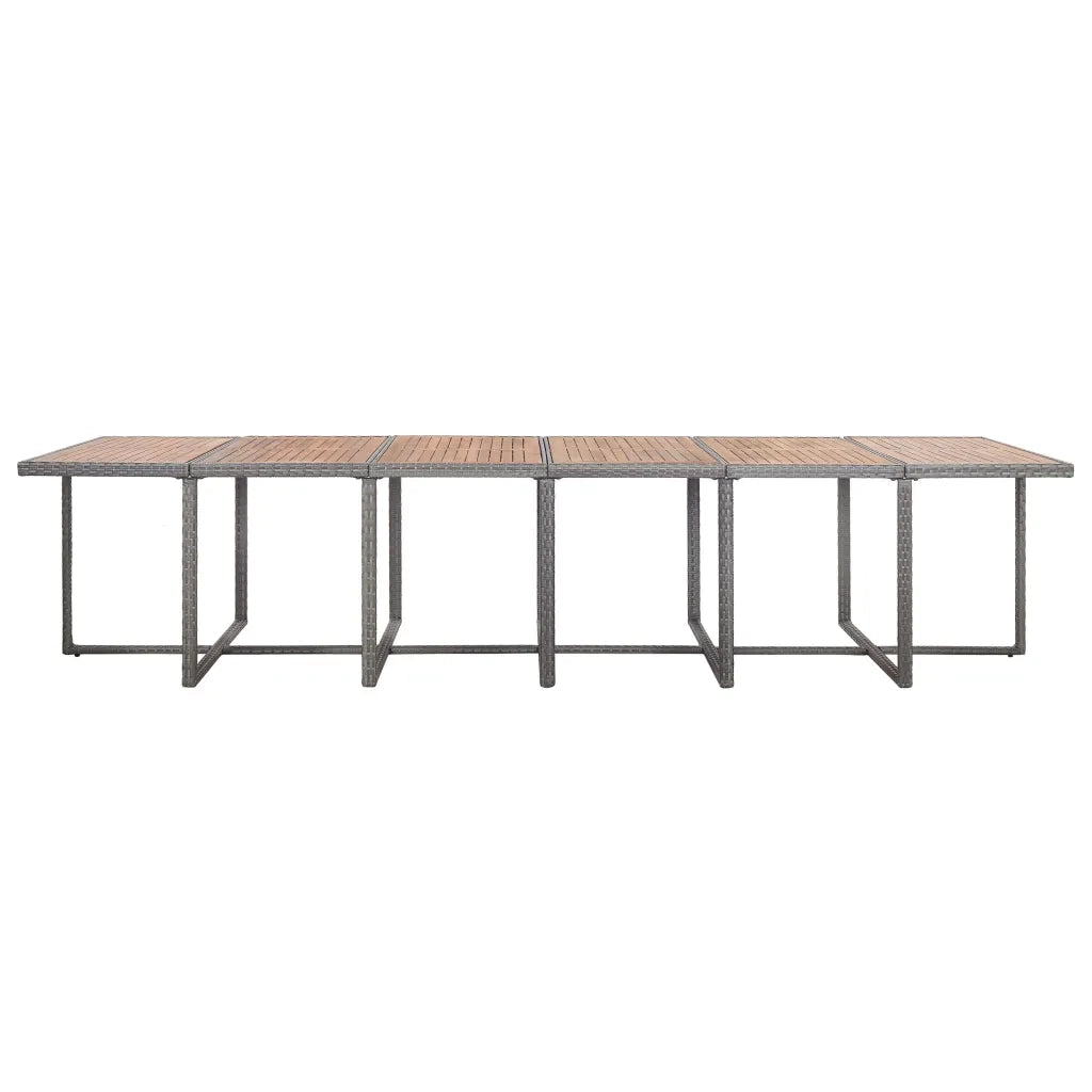 Set da Pranzo per Esterni 17 pz con Cuscini Polyrattan Grigio 46433