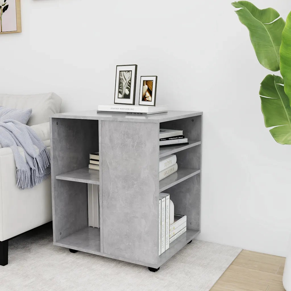 Mobiletto con Ruote Grigio Cemento 60x53x72cm Legno Multistrato 808462