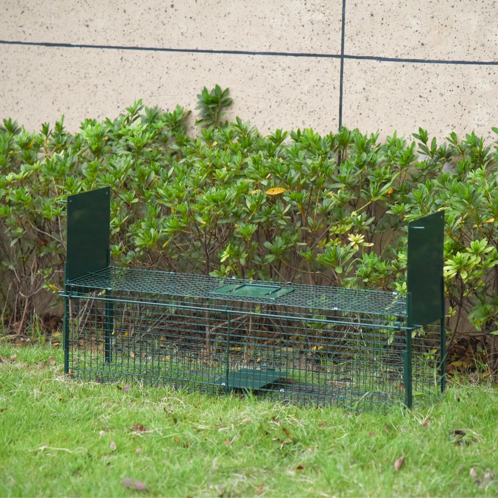 Trappola per animali 100x25x28 cm ¨C zephmum ¨C verde metallo 2 ingressi