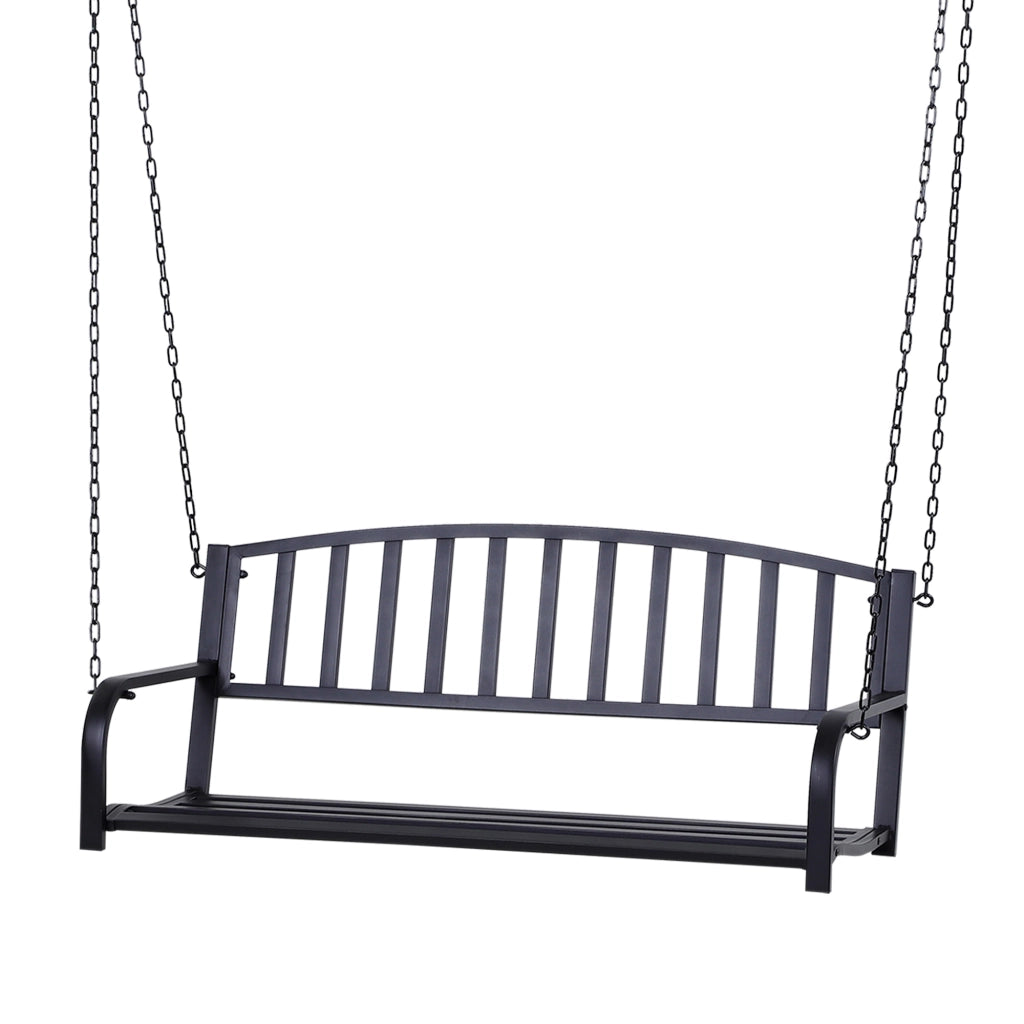 Altalena da Giardino 2 Posti ¨C Minimal ¨C Nero Metallo 127x60x53 cm