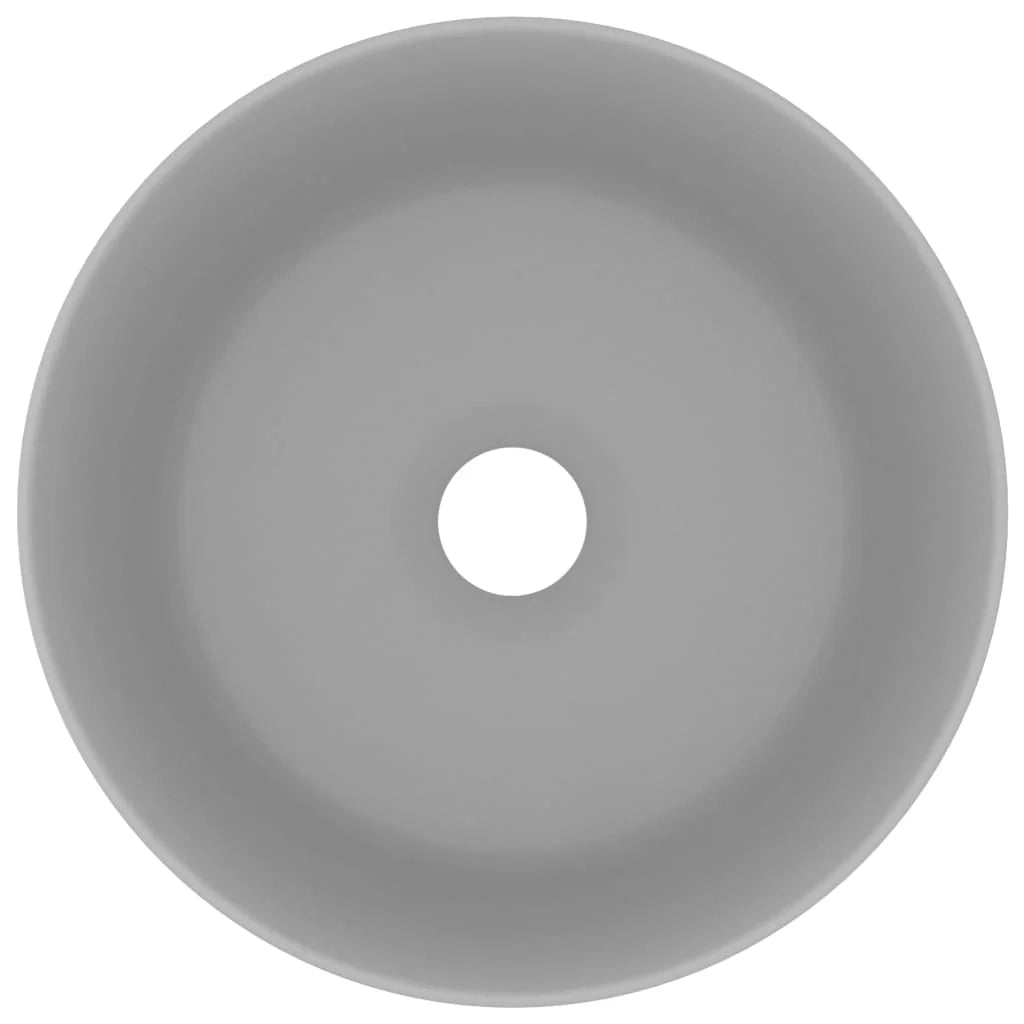 Lavabo da appoggio rotondo di lusso lavabo da bagno guardaroba cucina arredamento per la casa 40 x 15 cm ceramica grigio chiaro opaco 02_0002757