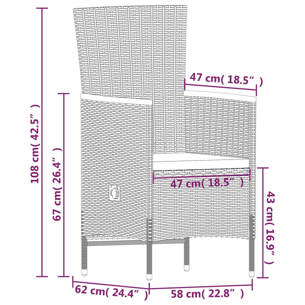 Set da pranzo da giardino per esterni 7 pezzi con cuscini grigio 02_0014172