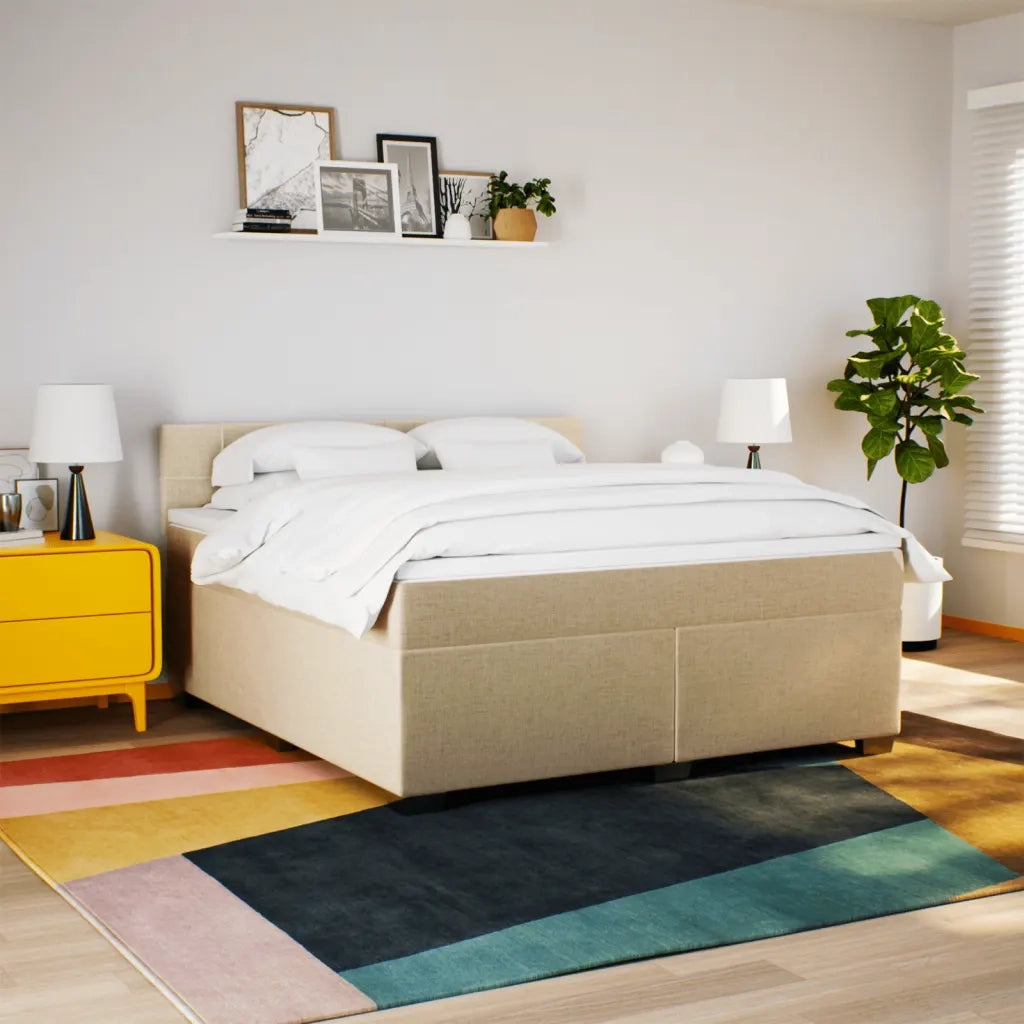 Giroletto a Molle con Materasso Crema 180x200 cm in Tessuto 3288272