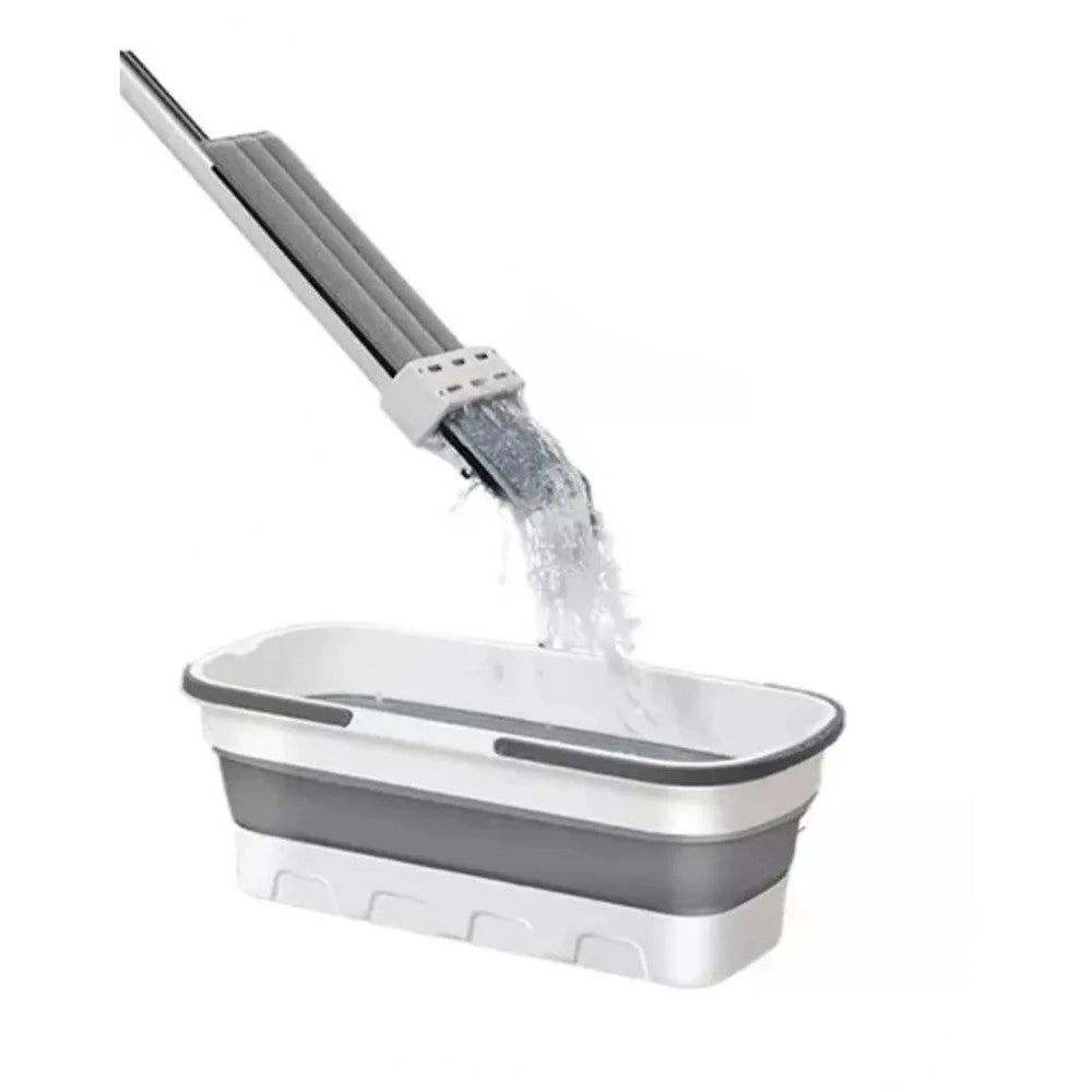 Trade Shop - Scopa Mocio Piatto Con Panni In Microfibra Strizzatore Per Pulizia Lava Pavimenti Casa -