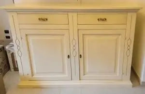 Credenzone in legno Shabby chic 2 ante 2 cassetti mod infinityavorio anticato