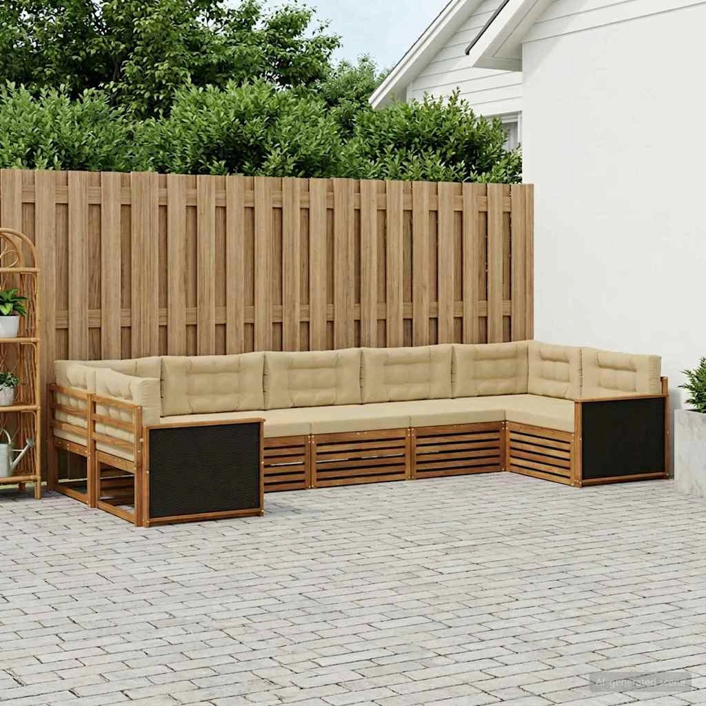 Set di divani da esterno 7 pz Naturale e Beige 3383796