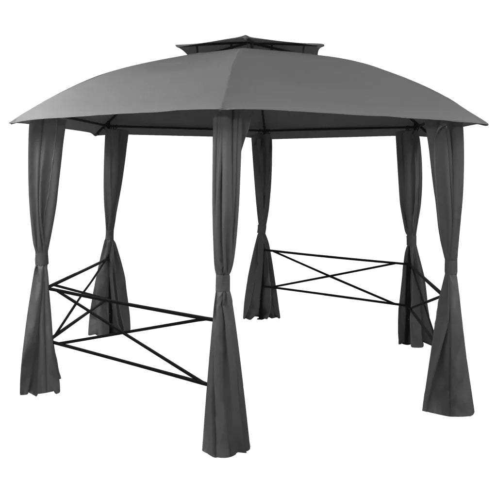 Gazebo | Pergolato Padiglione da Giardino con Tende Esagonale 360x265 cm