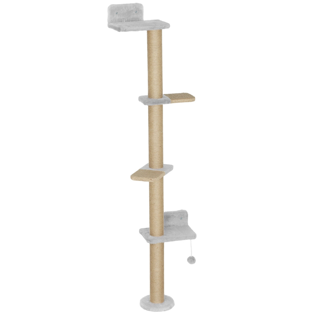 Rascatore per Gatti 5 Livelli con Palla ¨C Zephmum ¨C Grigio 48x21x180 cm