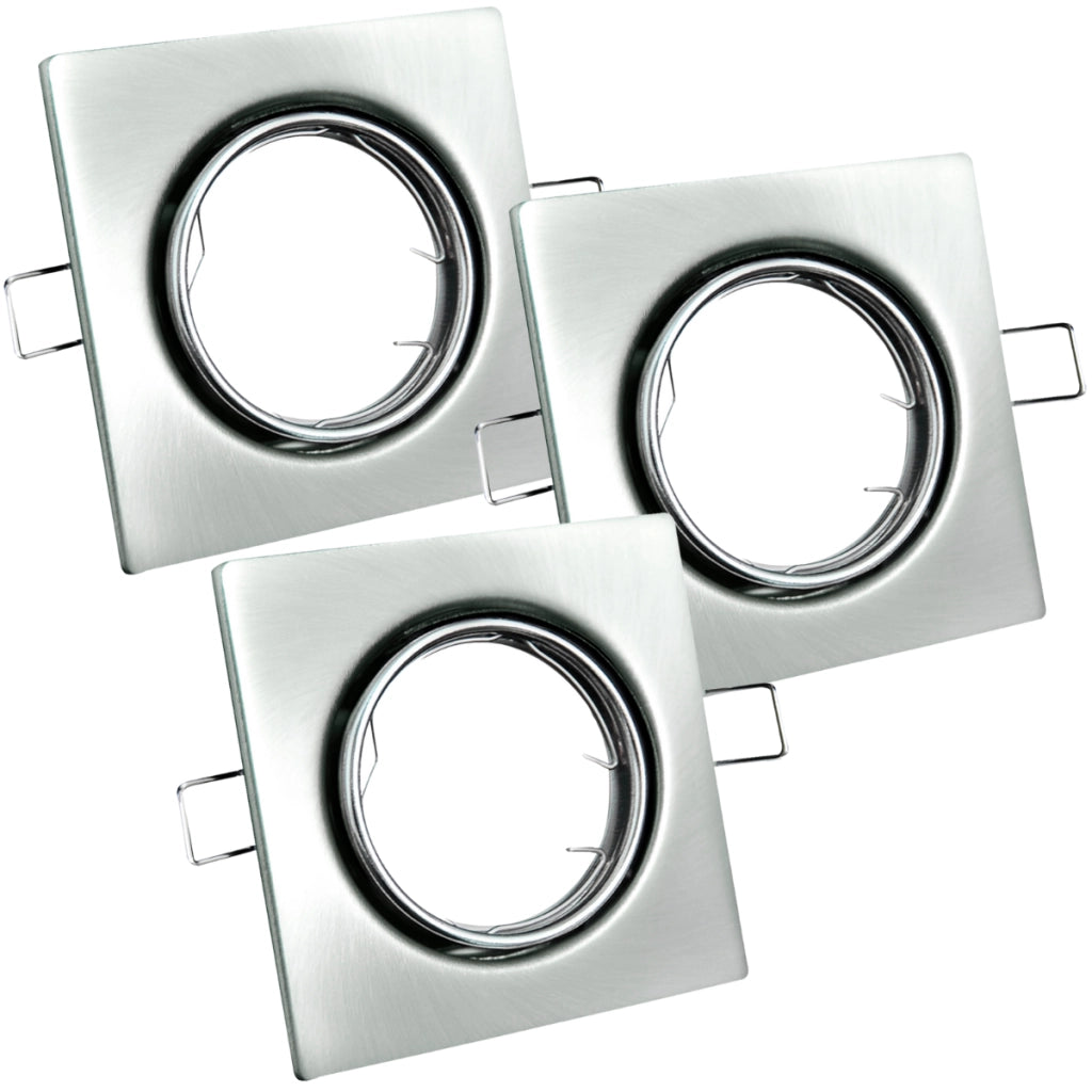 Set 3 faretti LED incasso quadrati nichel GU10 Polux