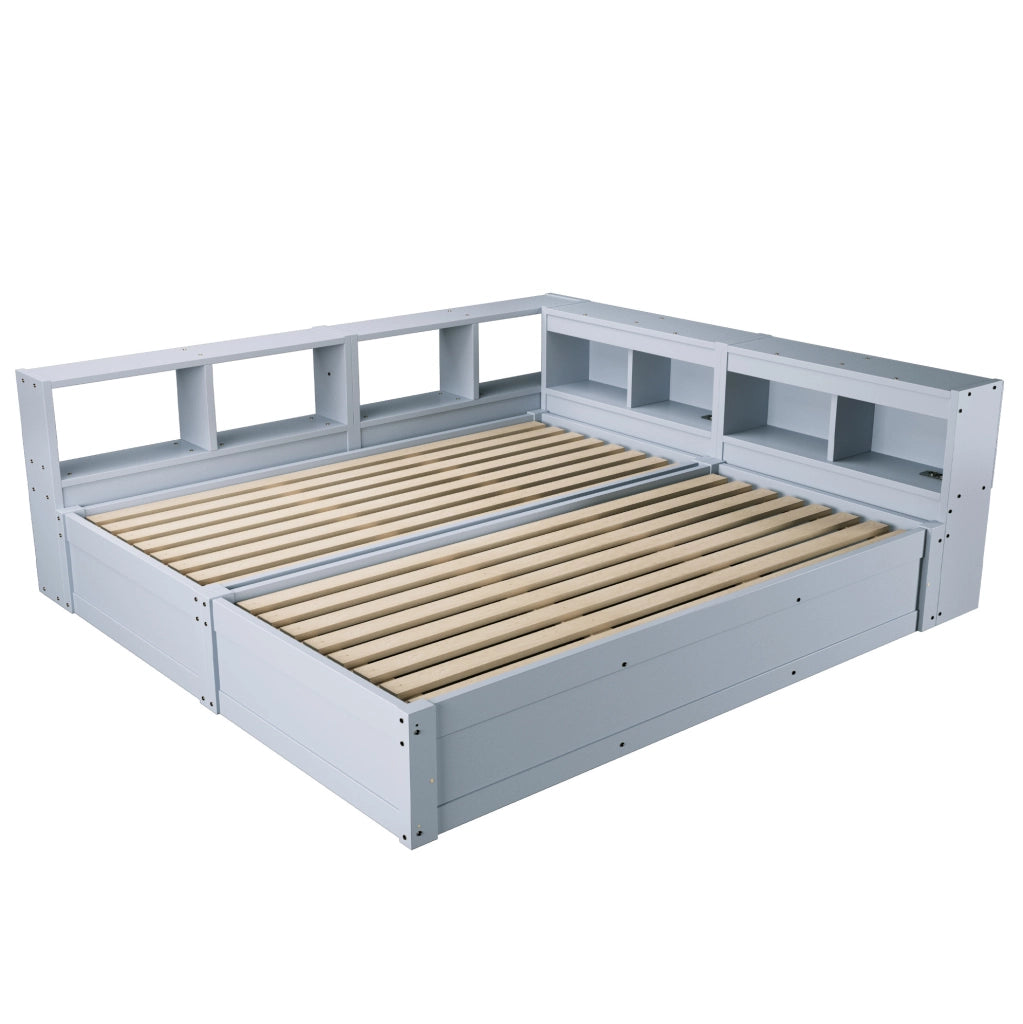 Letto multifunzionale 90/180x200 cm con LED, prese integrate e vani contenitivi