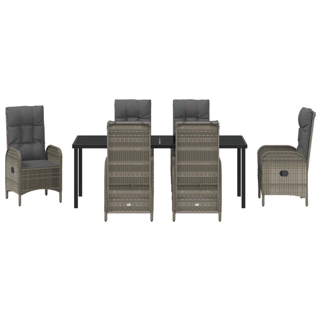 Set da pranzo da giardino 7 pezzi Grigio Polyrattan