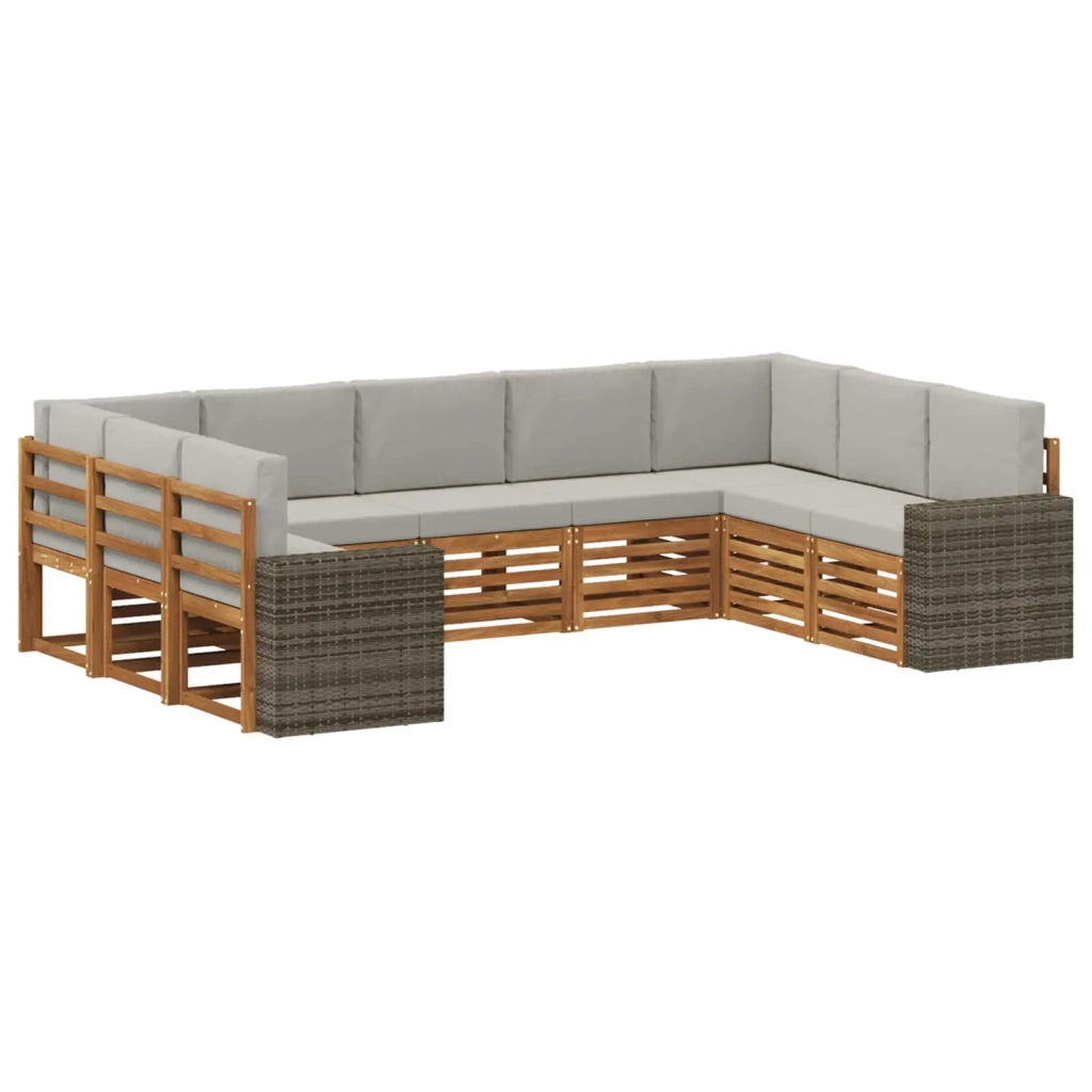 Set divano sezionale 9 pcs Naturale e Grigio Chiaro Poliestere 3384847