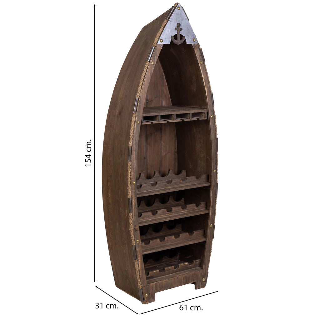 Portabottiglie in legno e metallo marrone 61x31x154h cm