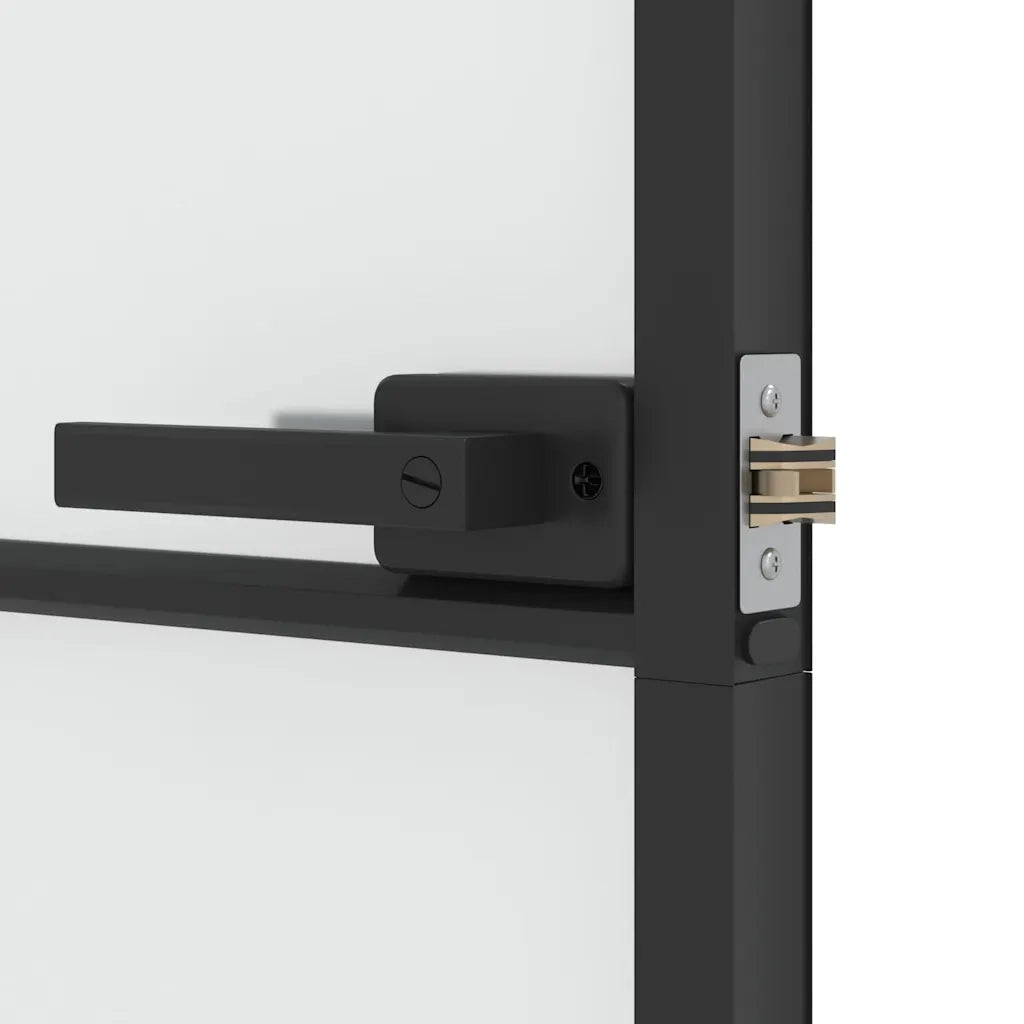 Porta Interni Sottile Nera 76x201,5cm Vetro Temperato Alluminio 155125