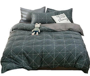Set di lenzuola, microfibra, striature grigie scure, lenzuola con chiusura a zip, 1 x copriletto 220 x 240 cm + 1 x lenzuolo 230 x 250 cm + 2 x cuscini 48 x 74 cm
