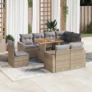 Set Divano da Giardino 9 pz con Cuscini Beige in Polyrattan 3327055