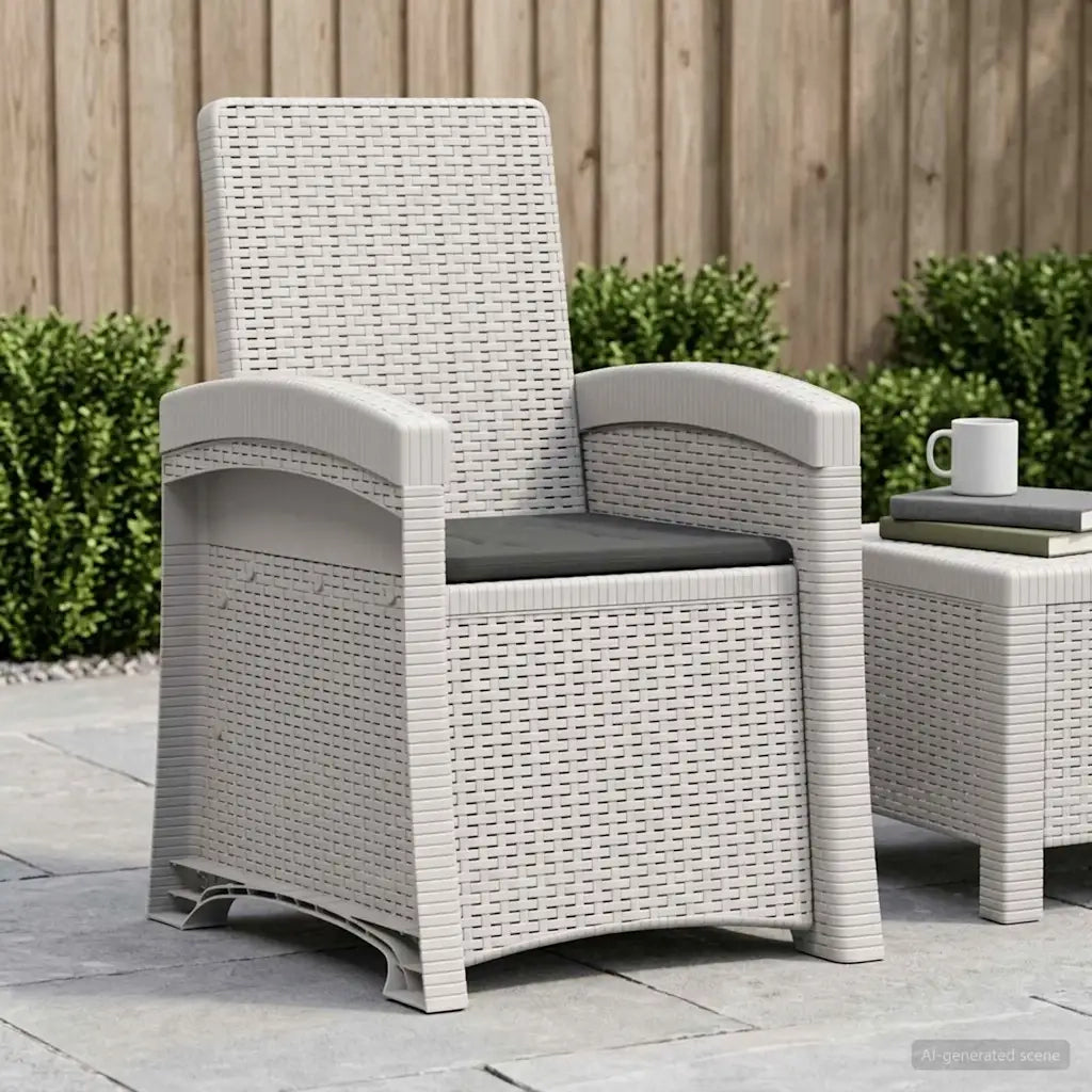 Sedia da giardino reclinabile effetto rattan Bianco e Antracite 8012009