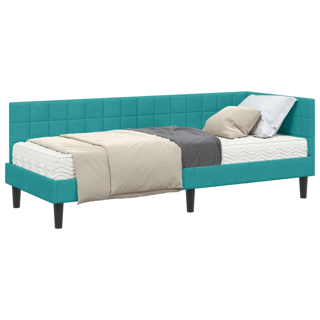 Struttura Letto Angolare con Materasso 2 pcs Turchese Velluto