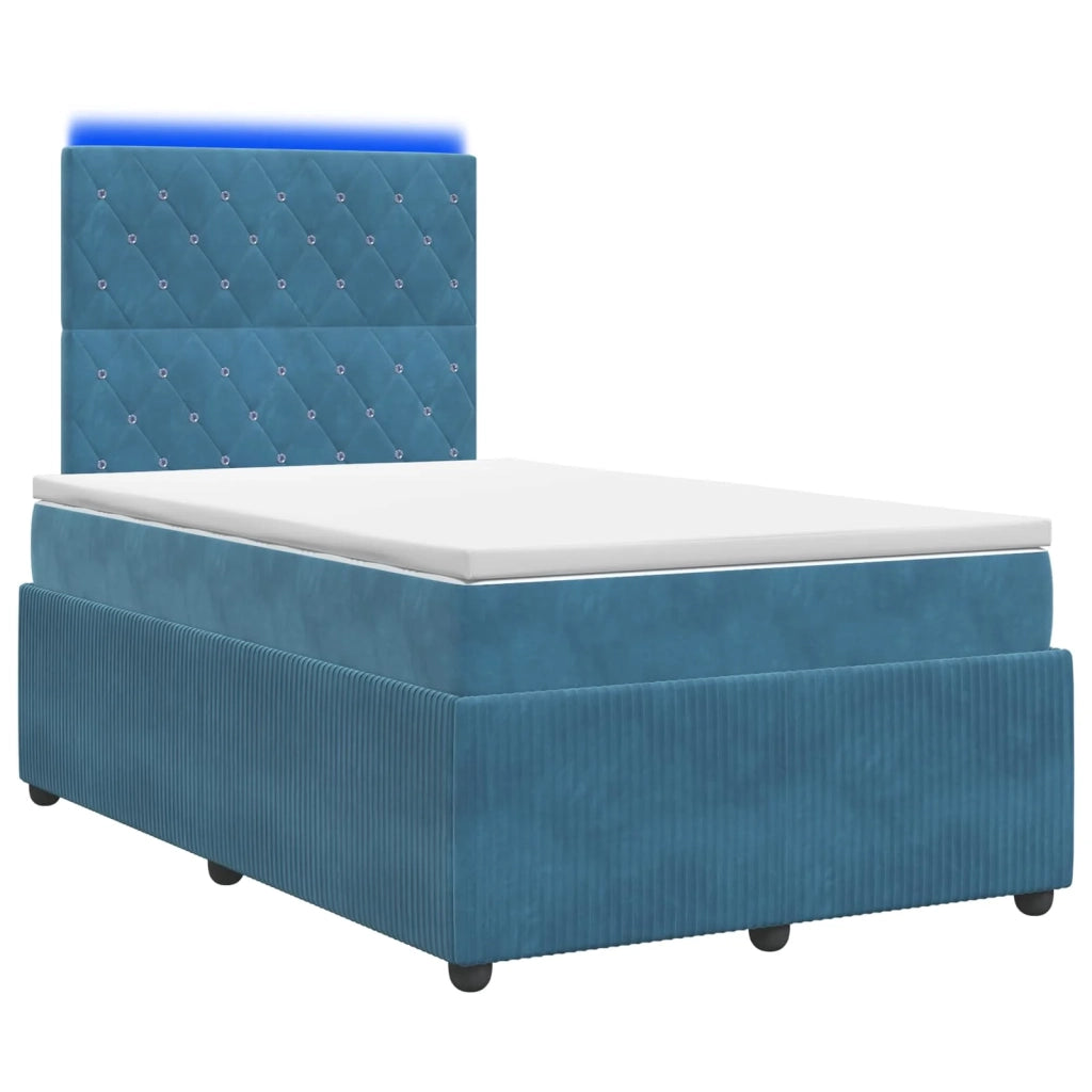 Letto Box Spring LED con Materasso Blu 120 x 200 cm Velluto 3456045