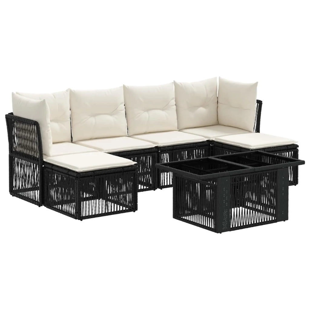 Set Divano da Giardino 7 pz Nero polyrattan 3436507