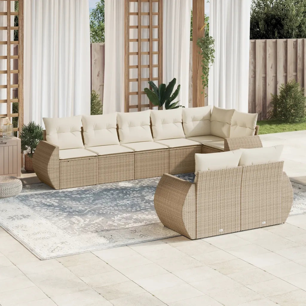 Set Divano da Giardino 8 pz con Cuscini Beige in Polyrattancod mxl 90306