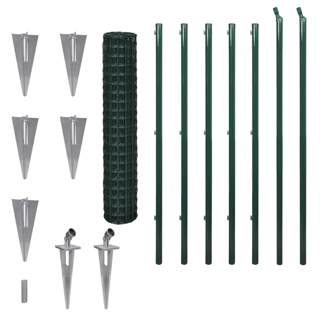 Recinzione da Giardino | Recinzione Euro in Acciaio 10x1,7 m Verde