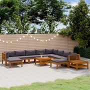 Set Divani da Giardino 12 pz con Cuscini in Massello di Acacia cod mxl 38160