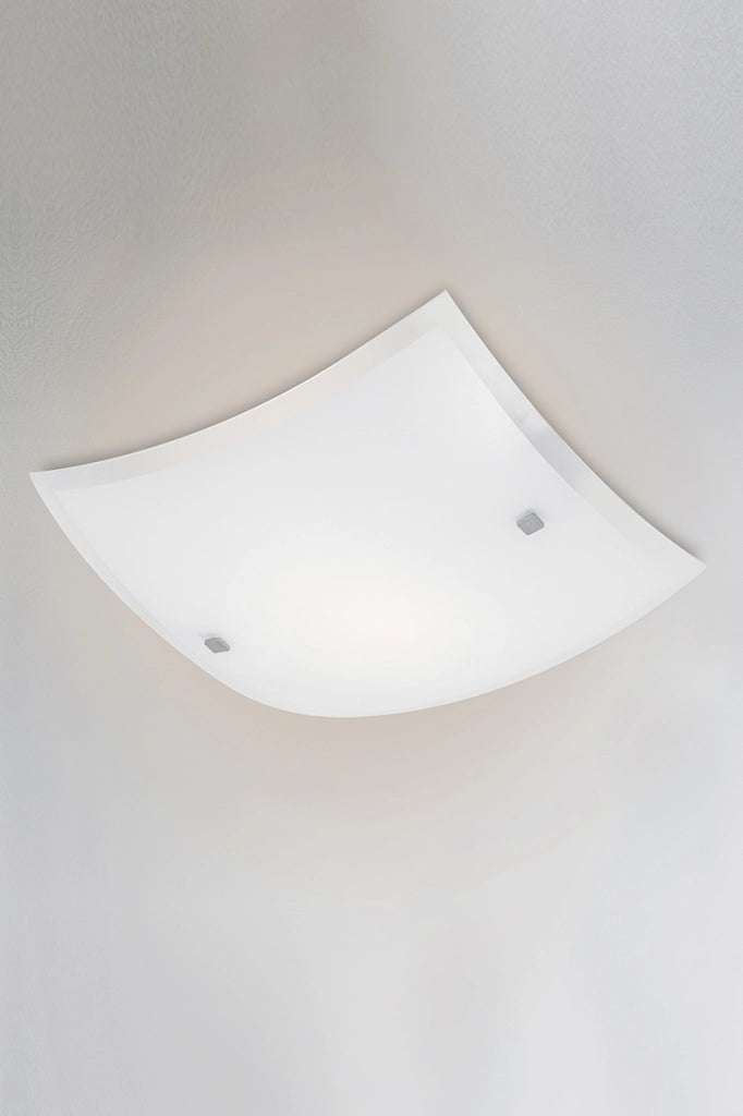 Plafoniera MILETO Rossini Group in vetro bianco satinato, diametro 50cm, attacco E27, ideale per illuminazione interna IP20 - MIE003B
