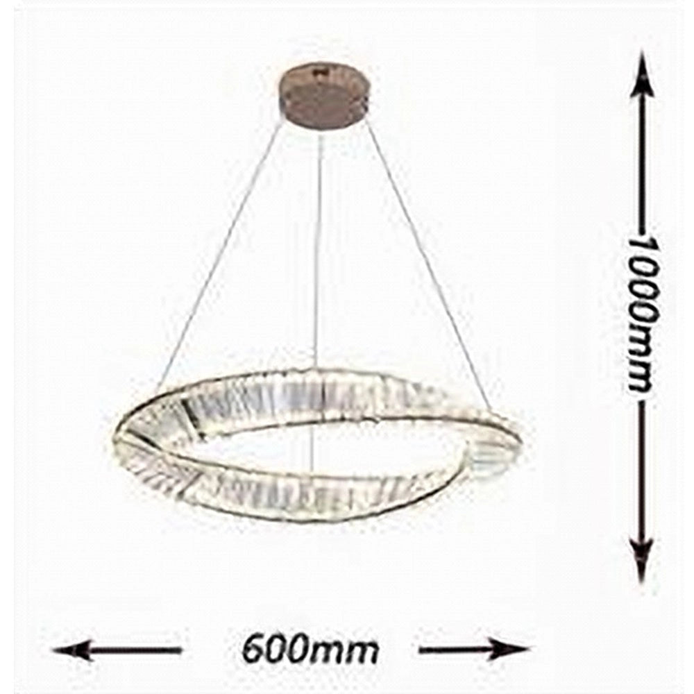Trade Shop - Lampadario Led 45w Sospeso Da Soffitto Curve Con Cristalli Luce Fredda 8000k B76 -