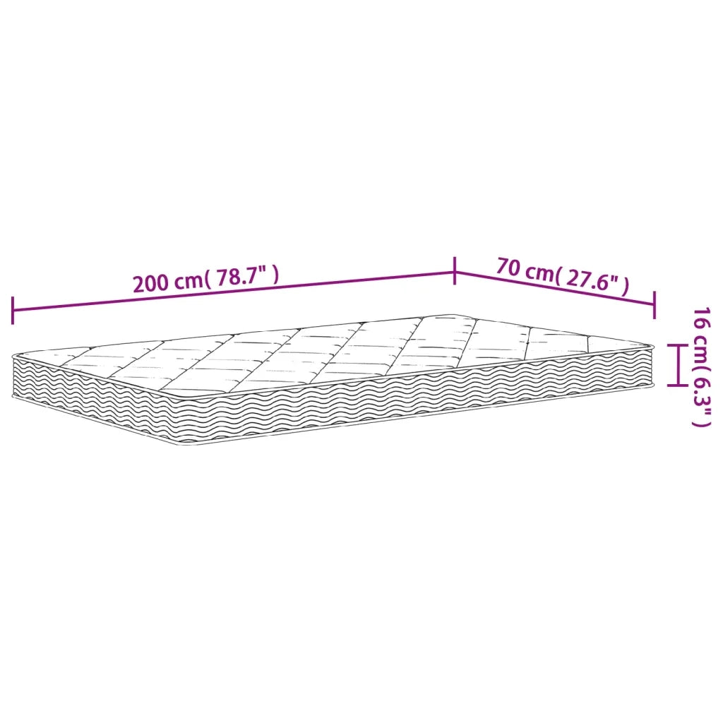 Materasso in Schiuma Mediamente Morbido-Materasso per Letto 70x200 cm 706967