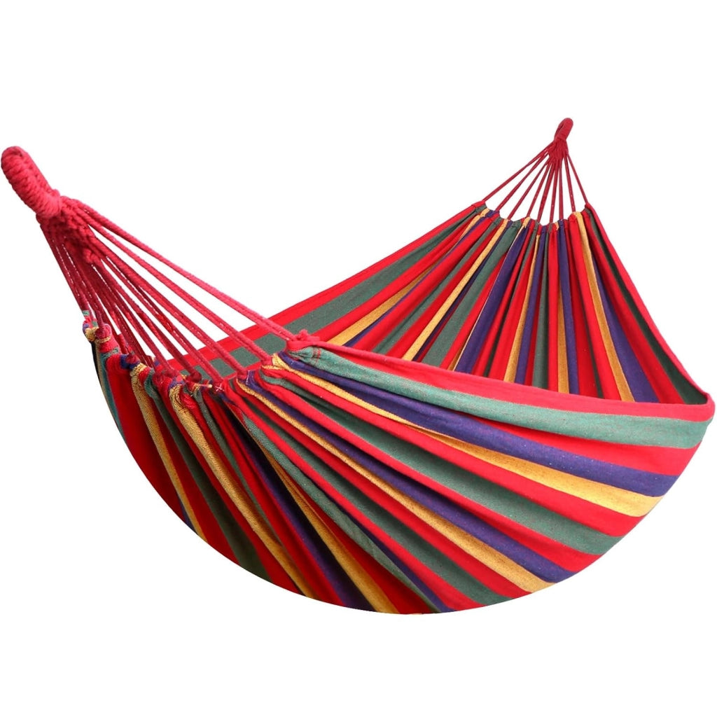 Amaca Per Outdoor E Campeggio Con Borsa Portaoggetti Cinghie E Moschettoni Inclusi Struttura Anti Ribaltamento In Cotone Portata 300 Kg 270 x 150 Cm Rosso