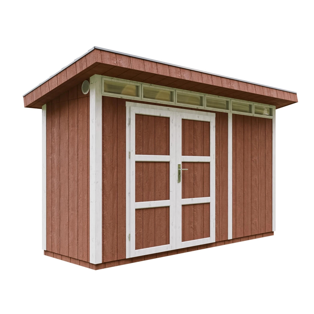 Casetta da Giardino di QUALIT? PREMIUM 4,3m?²-L161xW411cm - TIMBELA M902A-REDWOOD RED