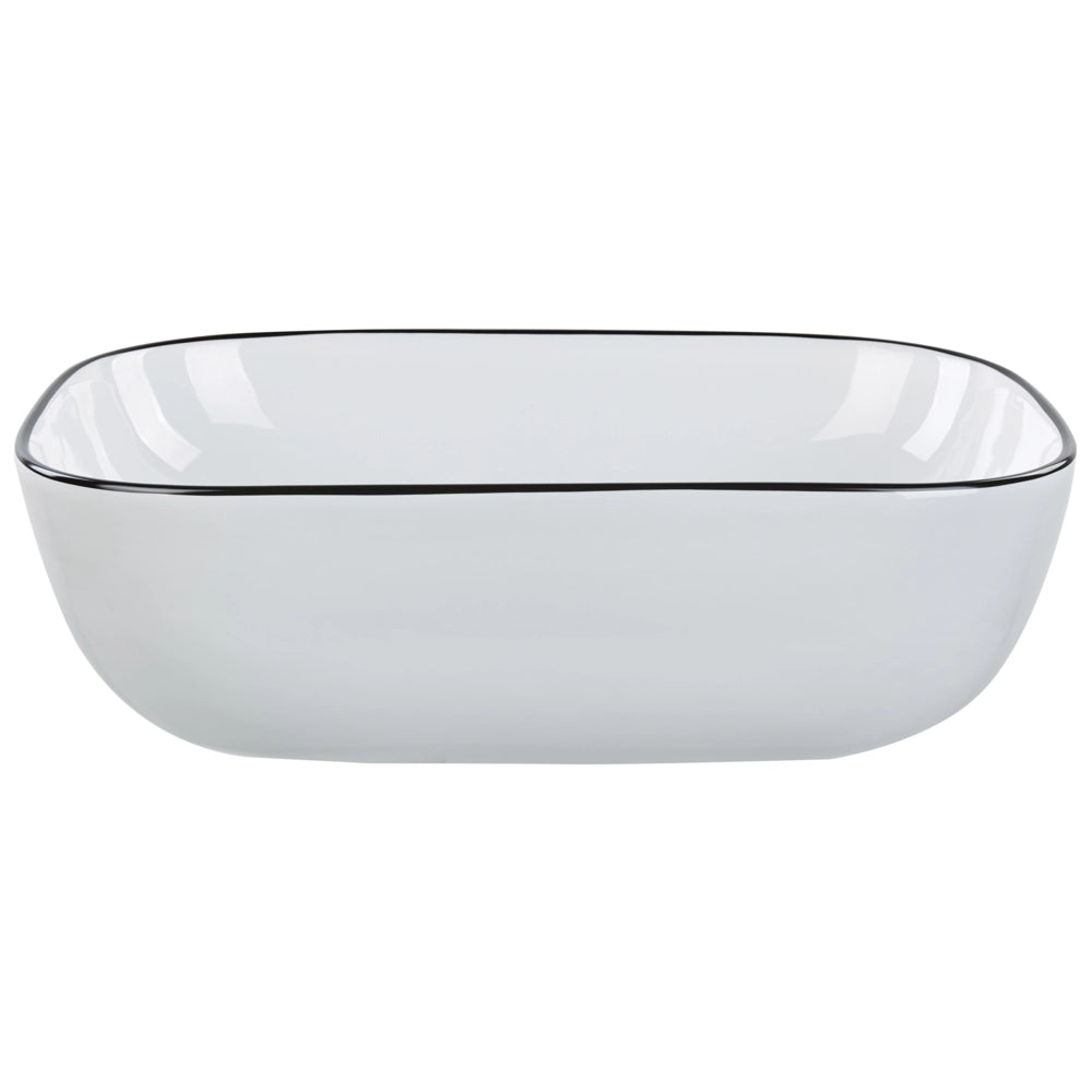 Lavabo da appoggio Bianco con bordo nero Ceramica lucida 460 x 330 mm Lavabo da bagno ovale