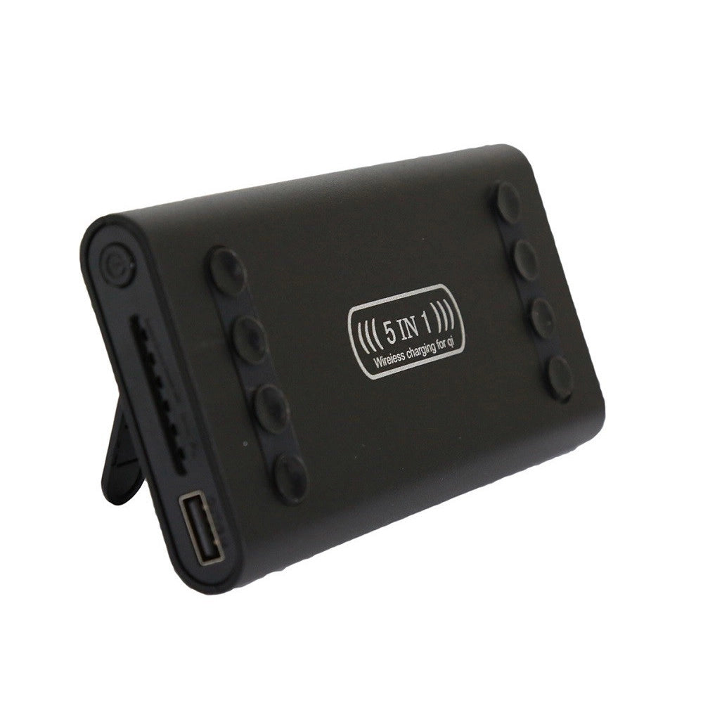 Trade Shop - Power Bank 5 In 1 Caricatore Wireless Senza Fili Qi Led 10000mah Carica Batteria -
