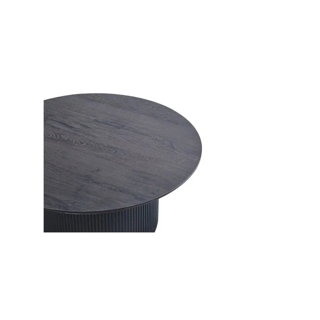 Tavolino basso VAGOS – Effetto legno marrone scuro – Rotondo – Diametro 80 cm – Design elegante e robusto