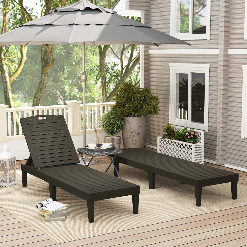 Lettino Prendisole con Schienale Regolabile ¨C Zephmum ¨C Effetto Rattan, Nero