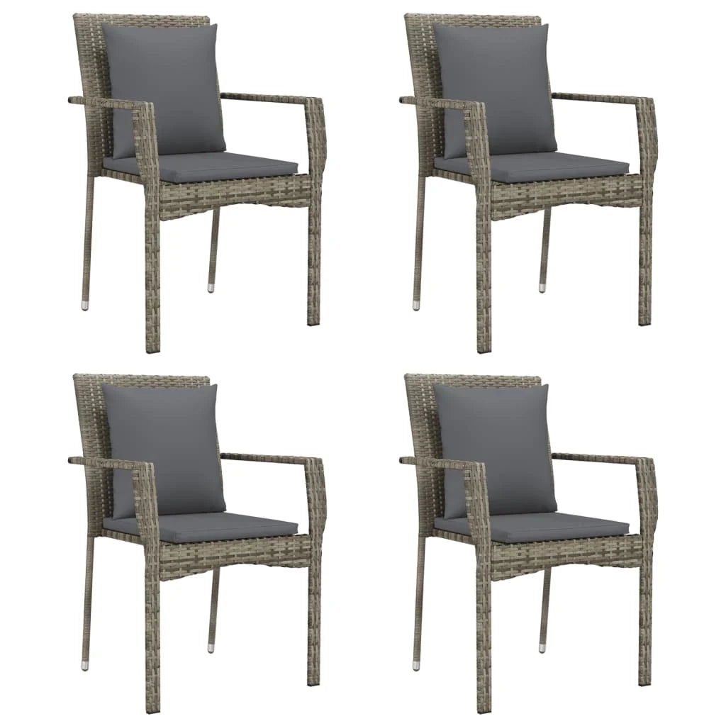 Set da pranzo da giardino per esterni da 5 pezzi con cuscini grigi 02_0013718