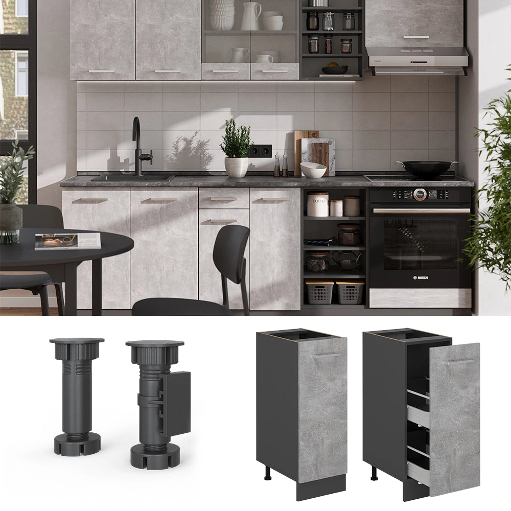 Armadio cucina dispensa alto R-Line Calcestruzzo/Antracite 30 cm, PL Antracite Vicco