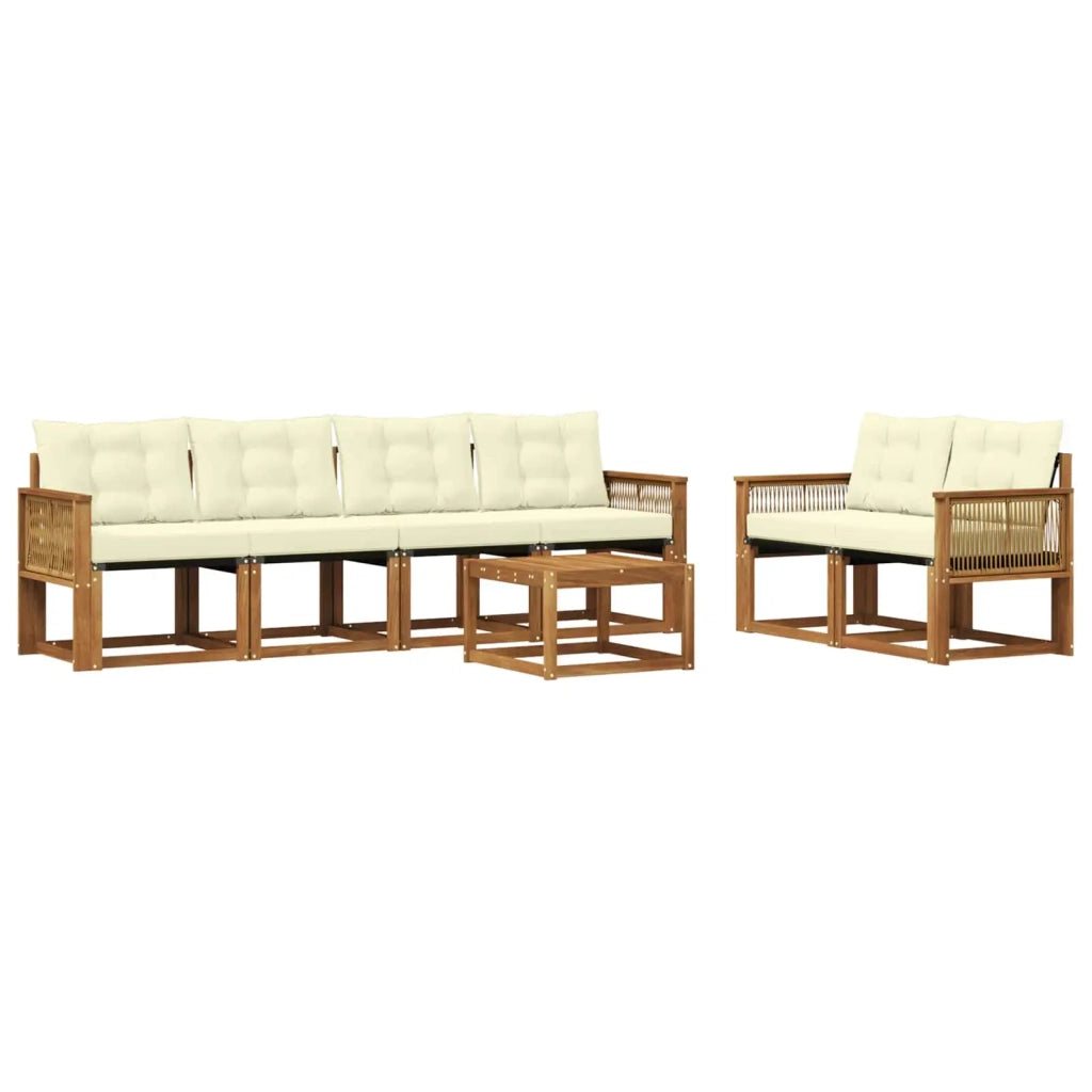 Set di divani da esterno 7 pz Naturale e Crema 3381794