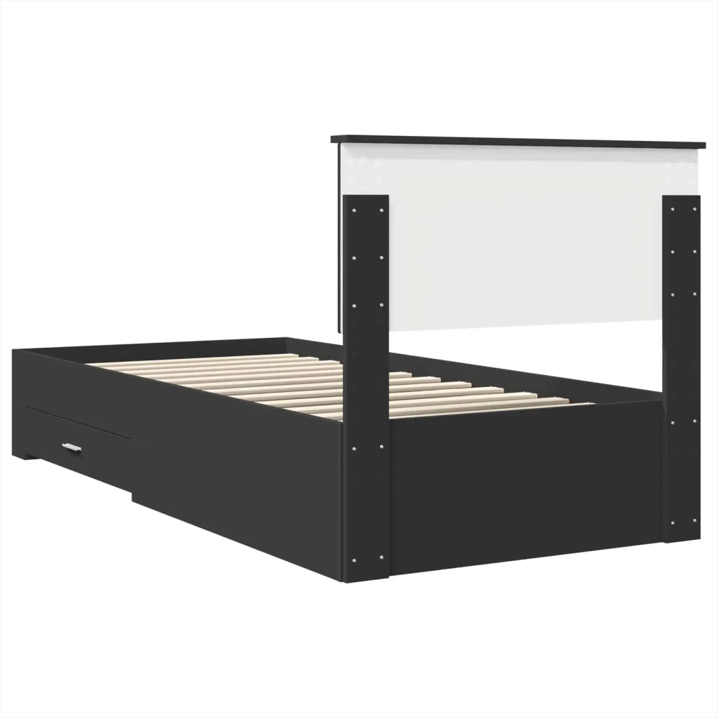 Struttura del letto con testiera Nero e Argento 75 x 190 cm 3408327
