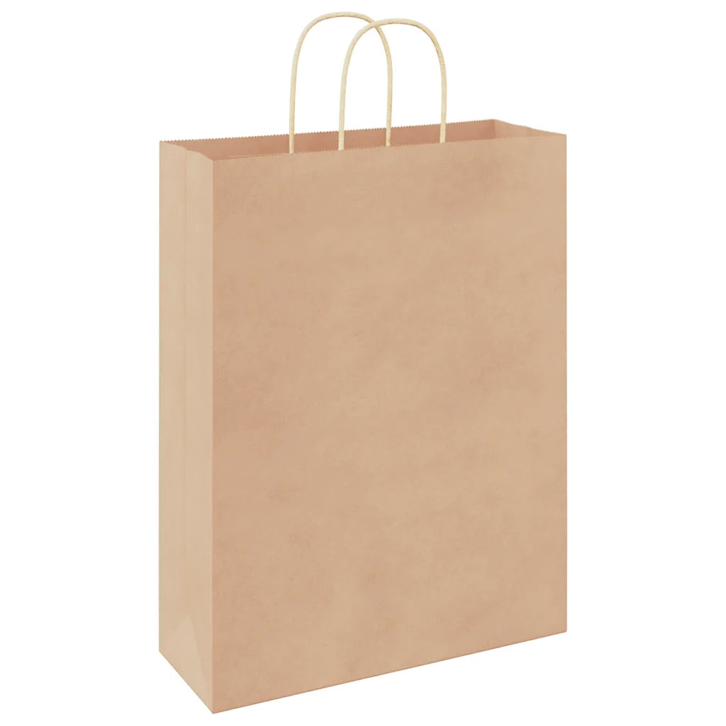 Sacchetti di Carta 250 pz con Manici Marrone 32x12x42 cm