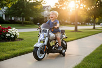 Moto Elettrica per Bambini Cruiser Acceleratore a Manubrio 12V 7Ah Argento Metallizzato